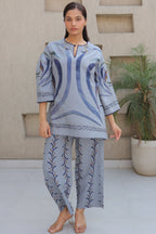 Powder Blue Water color Printed Set
