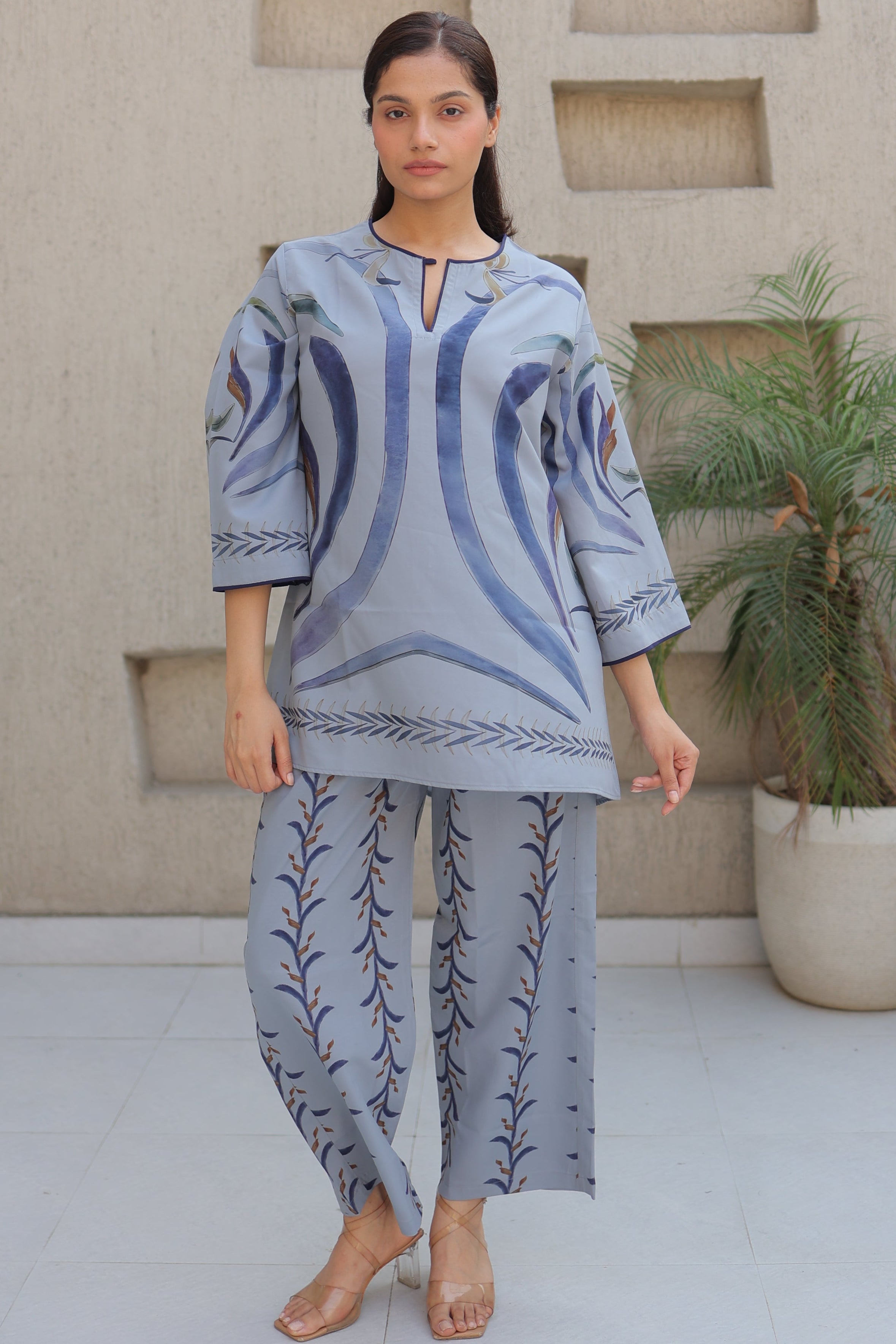 Powder Blue Water color Printed Set