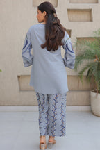 Powder Blue Water color Printed Set